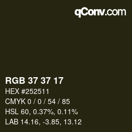 Code couleur: RGB 37 37 17 | qconv.com