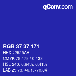 Color code: RGB 37 37 171 | qconv.com