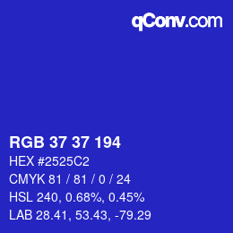 Color code: RGB 37 37 194 | qconv.com