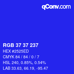 Color code: RGB 37 37 237 | qconv.com