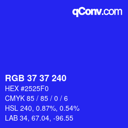 Color code: RGB 37 37 240 | qconv.com