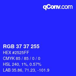 Color code: RGB 37 37 255 | qconv.com