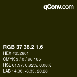 カラーコード: RGB 37 38.2 1.6 | qconv.com