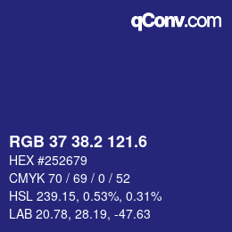 カラーコード: RGB 37 38.2 121.6 | qconv.com