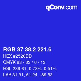カラーコード: RGB 37 38.2 221.6 | qconv.com