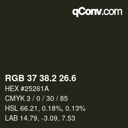カラーコード: RGB 37 38.2 26.6 | qconv.com