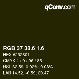 カラーコード: RGB 37 38.6 1.6 | qconv.com