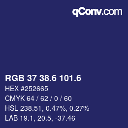 カラーコード: RGB 37 38.6 101.6 | qconv.com