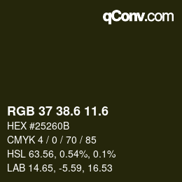 カラーコード: RGB 37 38.6 11.6 | qconv.com