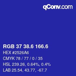 カラーコード: RGB 37 38.6 166.6 | qconv.com