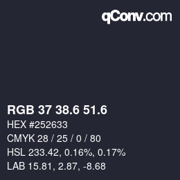 カラーコード: RGB 37 38.6 51.6 | qconv.com
