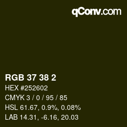 カラーコード: RGB 37 38 2 | qconv.com