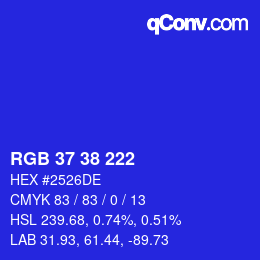 Farbcode: RGB 37 38 222 | qconv.com
