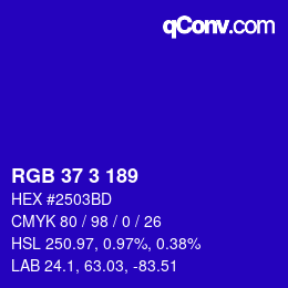 Color code: RGB 37 3 189 | qconv.com