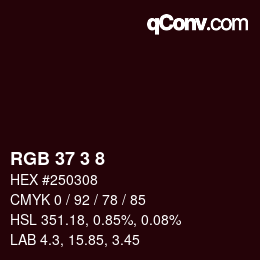 Color code: RGB 37 3 8 | qconv.com