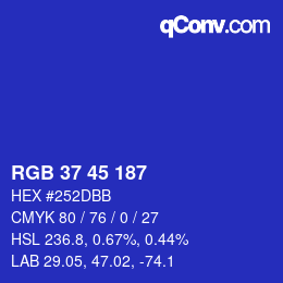 Color code: RGB 37 45 187 | qconv.com
