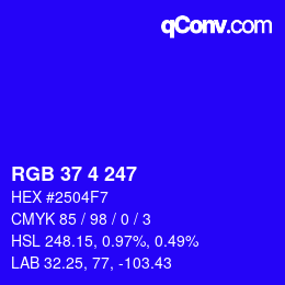 Color code: RGB 37 4 247 | qconv.com