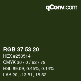 颜色代码: RGB 37 53 20 | qconv.com