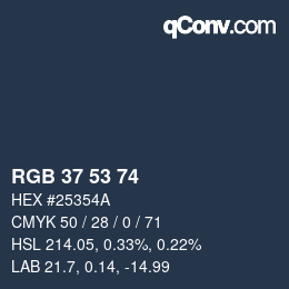 カラーコード: RGB 37 53 74 | qconv.com
