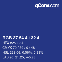 カラーコード: RGB 37 54.4 132.4 | qconv.com