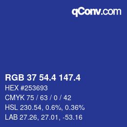 カラーコード: RGB 37 54.4 147.4 | qconv.com