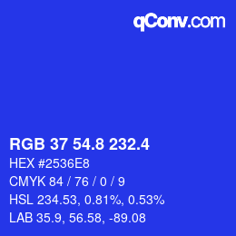 カラーコード: RGB 37 54.8 232.4 | qconv.com
