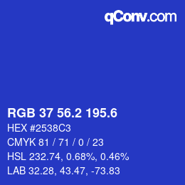 カラーコード: RGB 37 56.2 195.6 | qconv.com