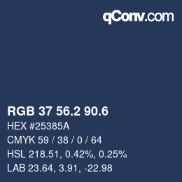 カラーコード: RGB 37 56.2 90.6 | qconv.com