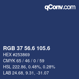 カラーコード: RGB 37 56.6 105.6 | qconv.com