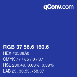 カラーコード: RGB 37 56.6 160.6 | qconv.com