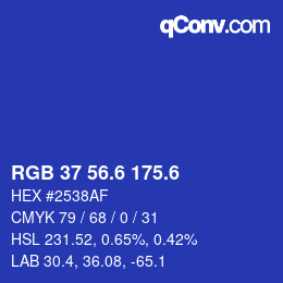 カラーコード: RGB 37 56.6 175.6 | qconv.com