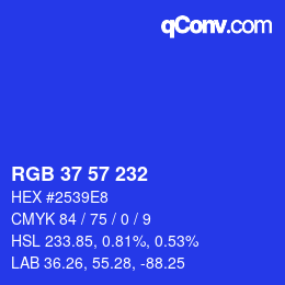 Color code: RGB 37 57 232 | qconv.com