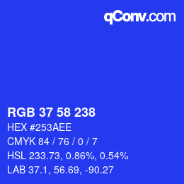 Farbcode: RGB 37 58 238 | qconv.com