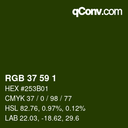 Color code: RGB 37 59 1 | qconv.com
