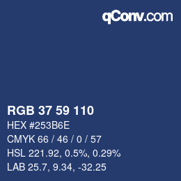 Color code: RGB 37 59 110 | qconv.com