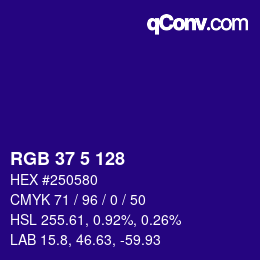 Color code: RGB 37 5 128 | qconv.com