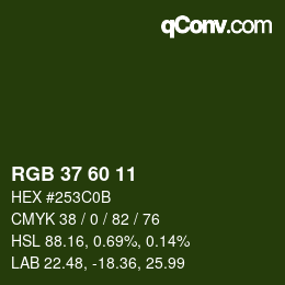 カラーコード: RGB 37 60 11 | qconv.com