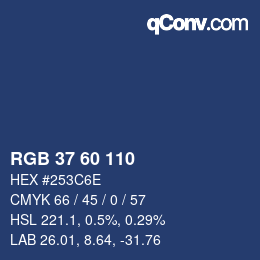 Color code: RGB 37 60 110 | qconv.com
