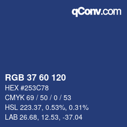 カラーコード: RGB 37 60 120 | qconv.com