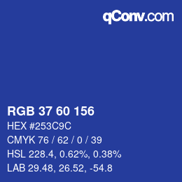 カラーコード: RGB 37 60 156 | qconv.com