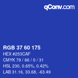 カラーコード: RGB 37 60 175 | qconv.com