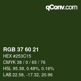 颜色代码: RGB 37 60 21 | qconv.com