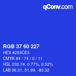 カラーコード: RGB 37 60 227 | qconv.com