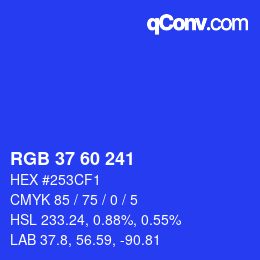 カラーコード: RGB 37 60 241 | qconv.com