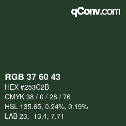 颜色代码: RGB 37 60 43 | qconv.com