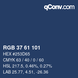 Color code: RGB 37 61 101 | qconv.com