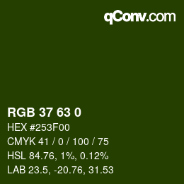 カラーコード: RGB 37 63 0 | qconv.com