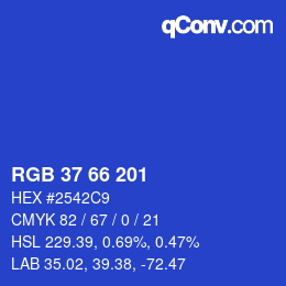 Color code: RGB 37 66 201 | qconv.com