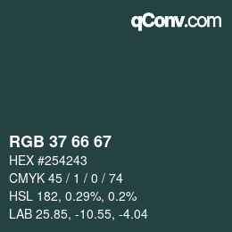 Color code: RGB 37 66 67 | qconv.com