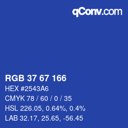 カラーコード: RGB 37 67 166 | qconv.com